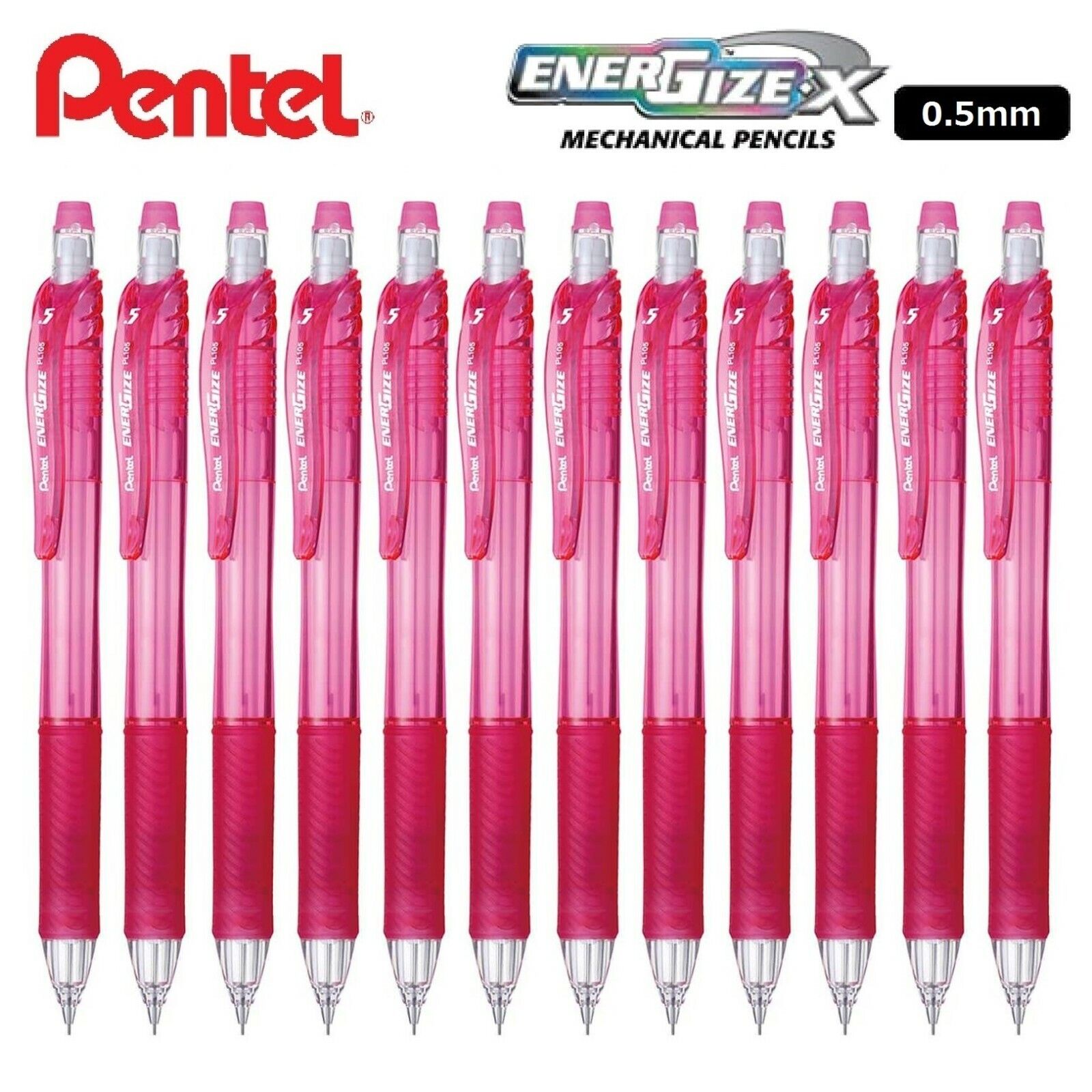 12pcs Pentel EnerGize-X PL105-P Pink 0.5mm Mechanical Pencil Ship w/tracking#