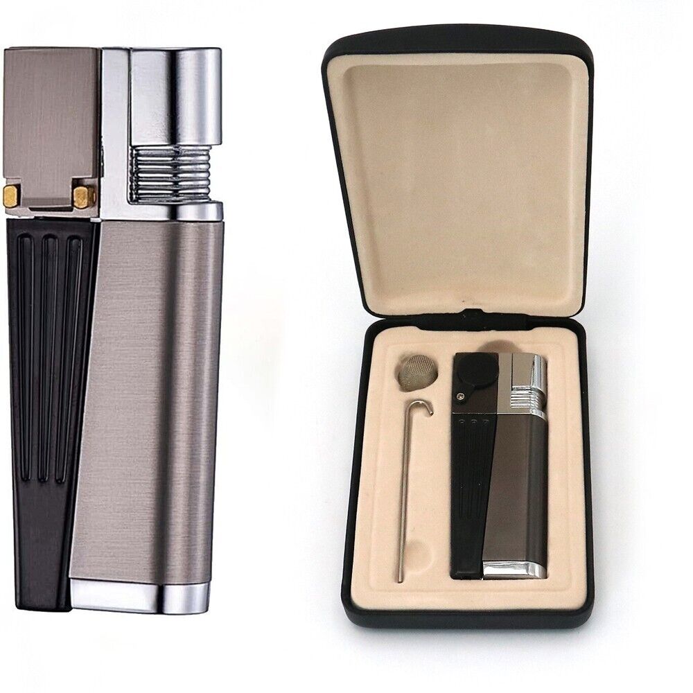 Metal Lid 2 In 1 Set Lighter & Pipe Foldable Portable Open Flame w/Free Screen