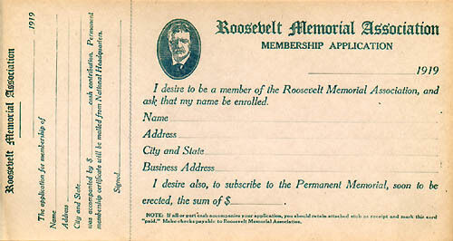 1919 Theodore Roosevelt Memorial Association Membership Application (1418)