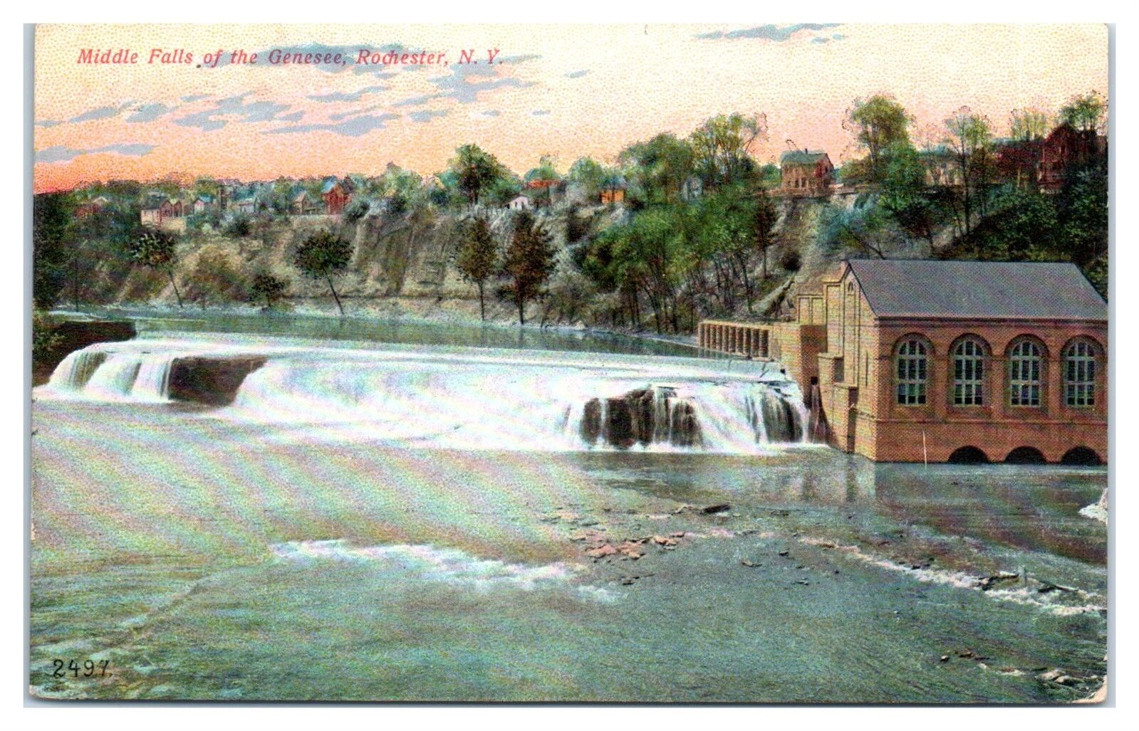 1909 Middle Falls of the Genesee River, Rochester, NY Postcard