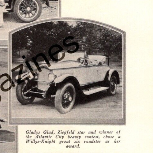 1927 Willys Knight Roadster owner Gladys Glad  from Theatre Magazine -Very Rare