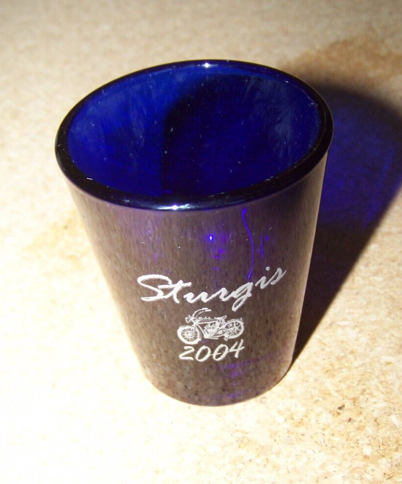 2004 Sturgis motorcycle shot glass rally dark blue shotglass c41391