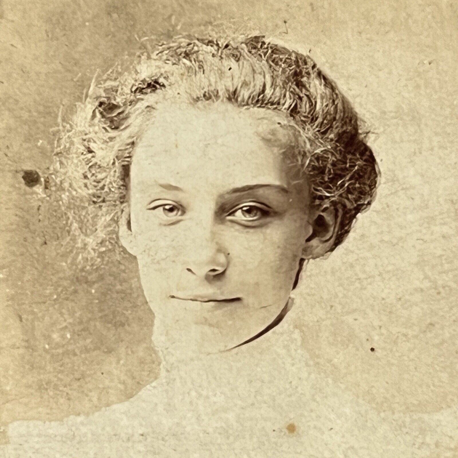 Antique Mini Cabinet Card Photograph Beautiful Young Woman ID Joye Ankrim