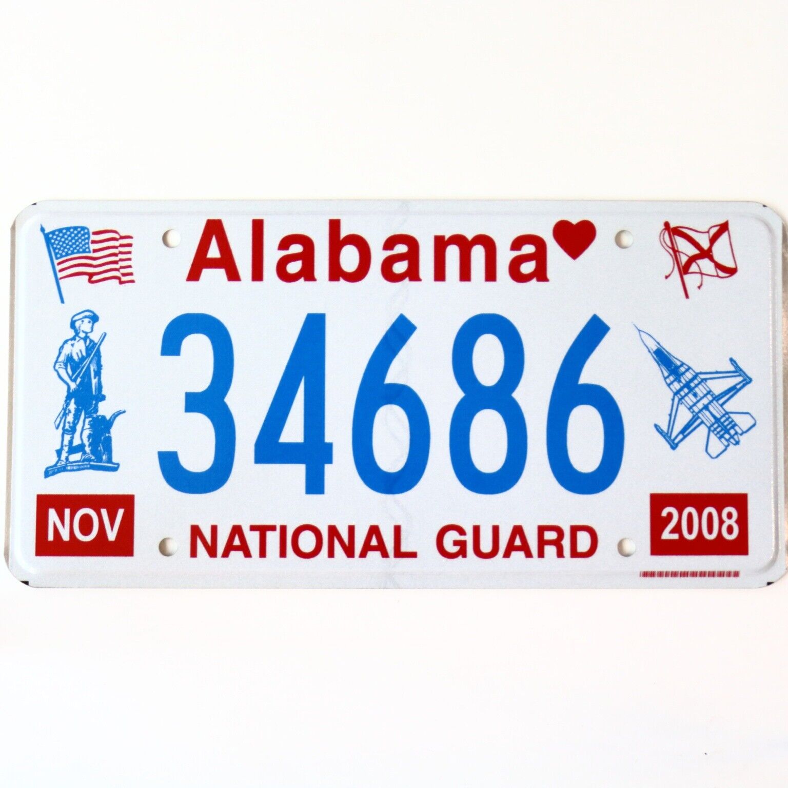 2008 United States Alabama National Guard Passenger License Plate 34686