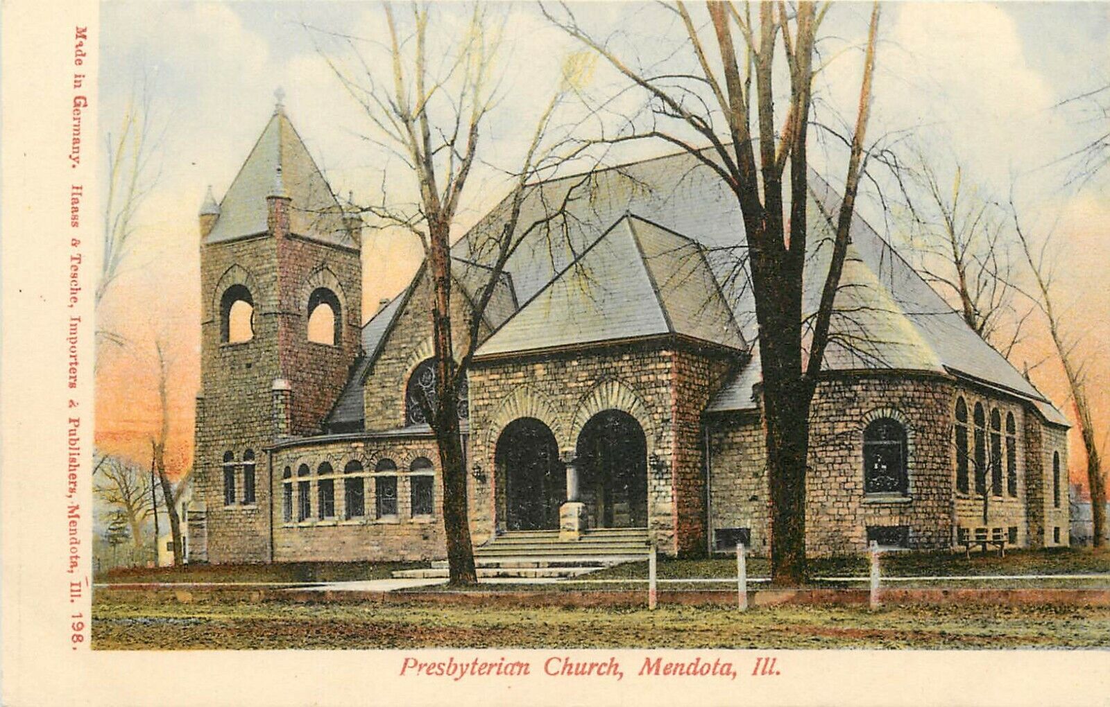 Vintage Postcard; Presbyterian Church, Mendota IL LaSalle County, Wheelock