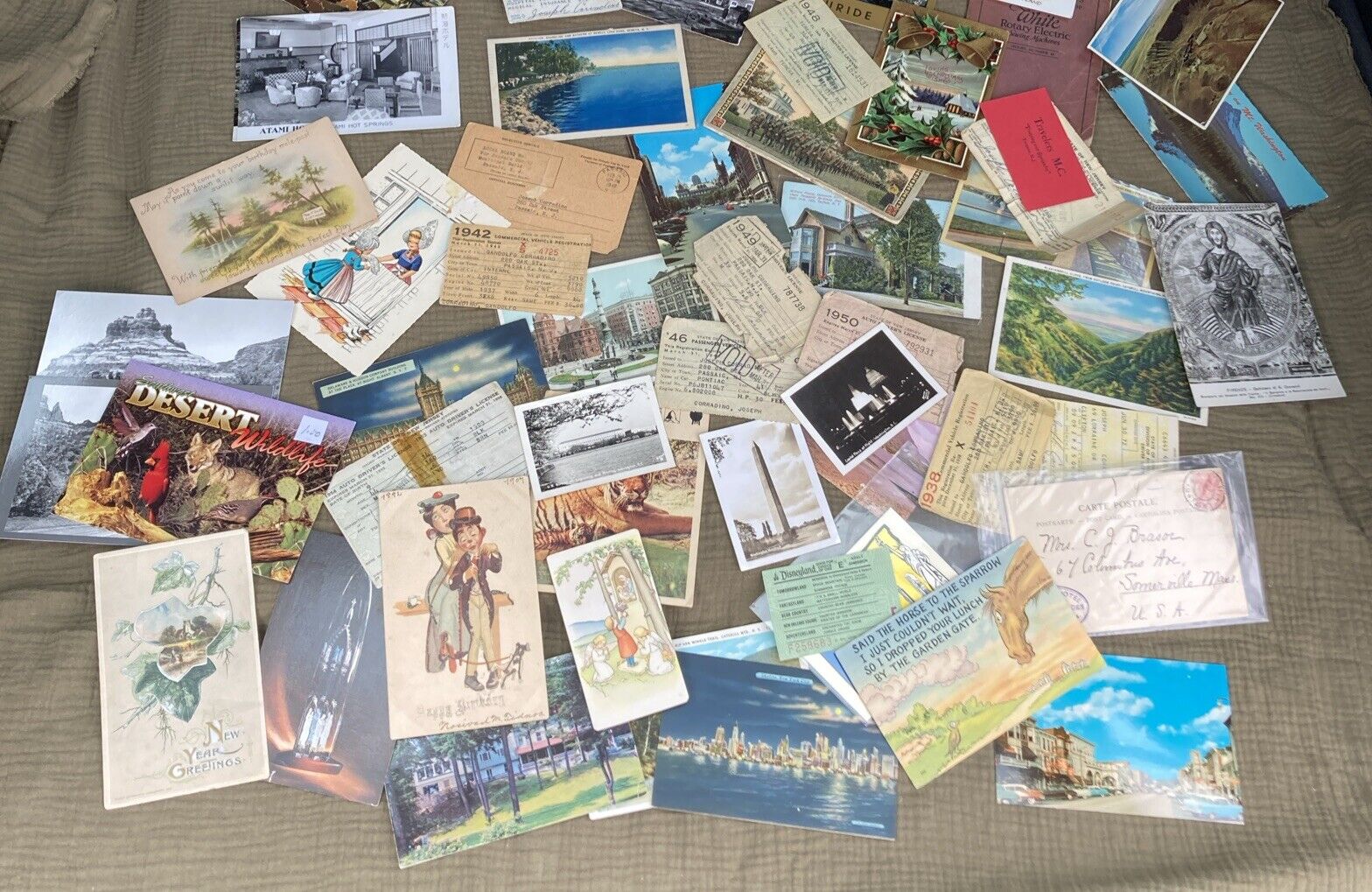 Junk Journal Lot 49+ Antique Vintage Paper Ephemera Greeting, Postcards  As Is