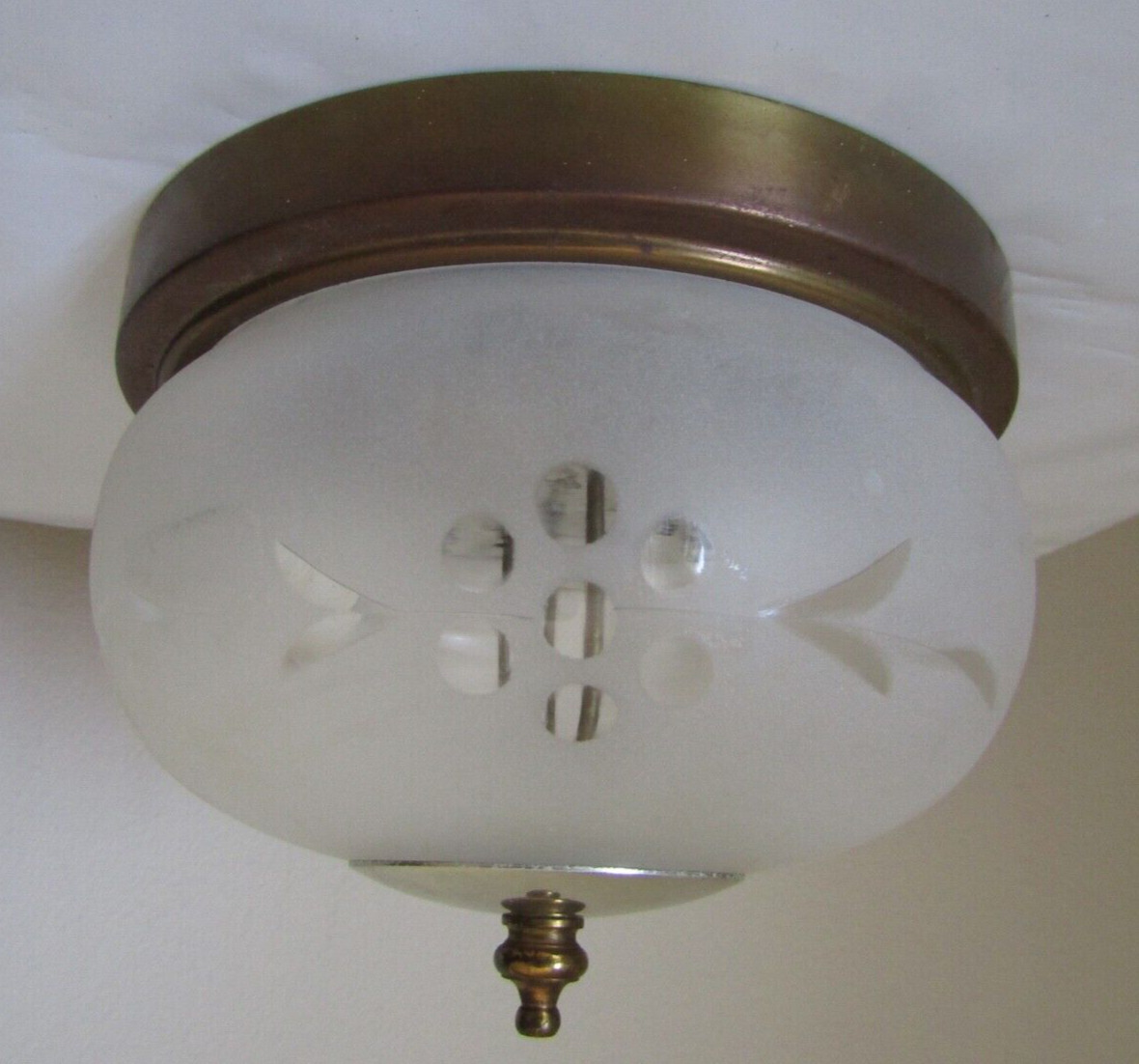 Vintage John C. Virden Ceiling Hallway Closet Frosted Globe Light Fixture V-292