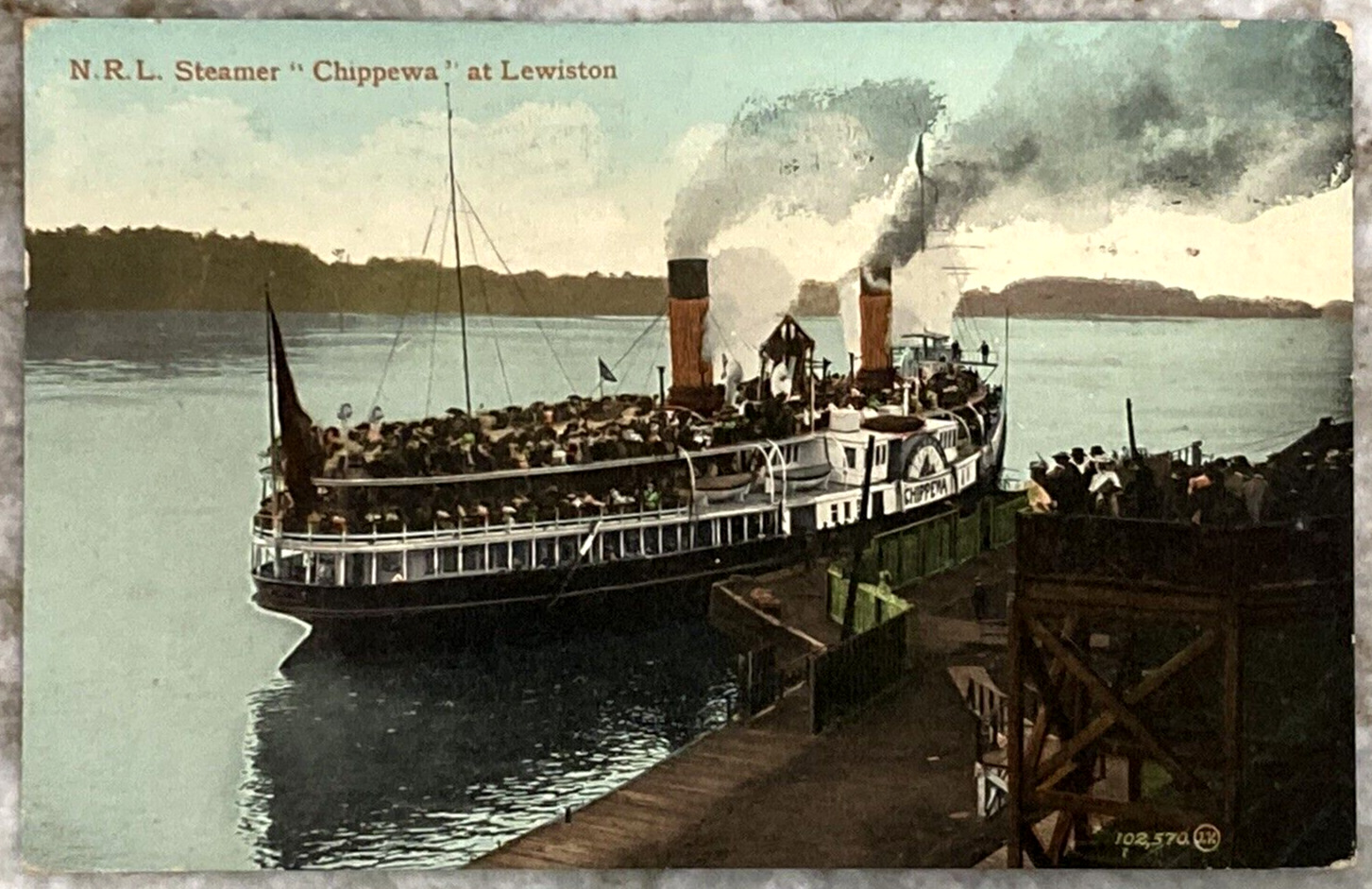 NRL Steamer Chippewa at Lewiston Ship Ontario Canada 1908 DB Postcard 2548