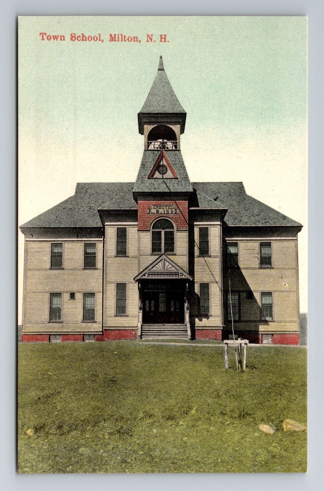 Milton NH-New Hampshire, Town School, Antique, Vintage Postcard