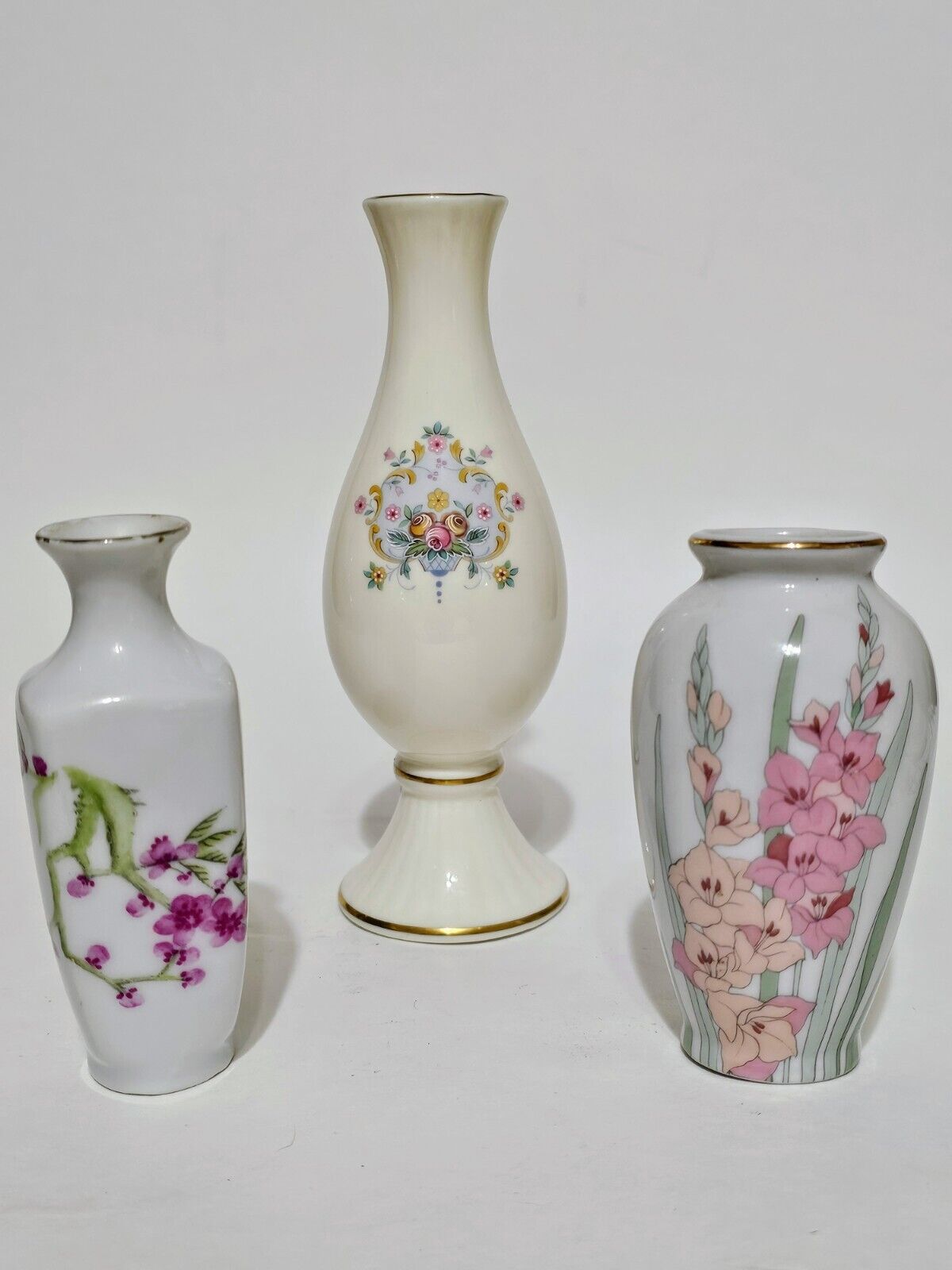Lot of 3 Floral Bud Vases - Japan & England