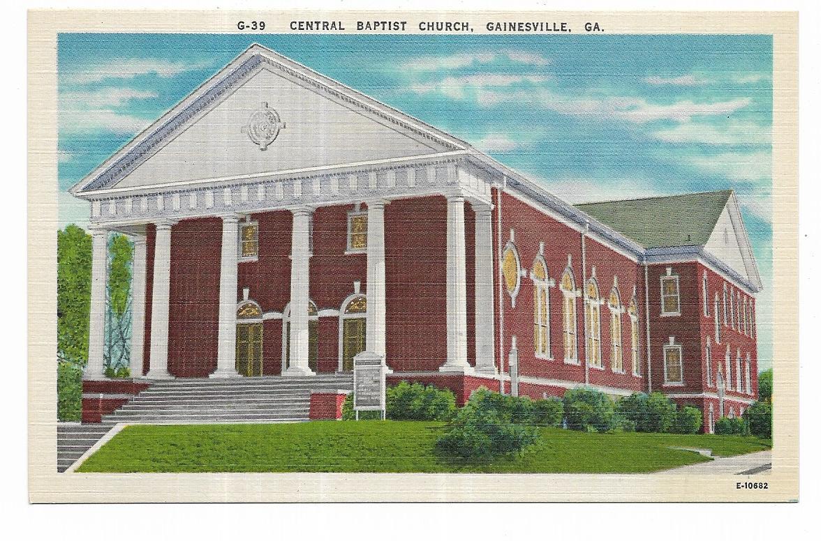 Vintage Georgia Postcard Gainesville Central Baptist Church