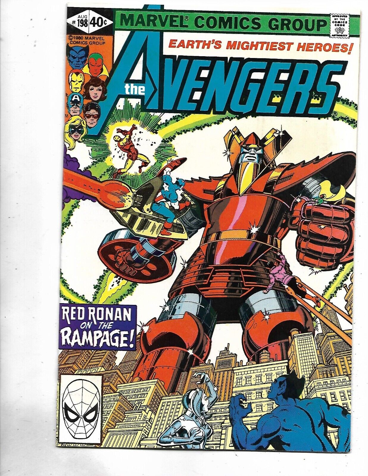 Avengers #198, 1980, NM/Mint, 9.8, Red Ronan, Stan Lee era classic, Bronze Age