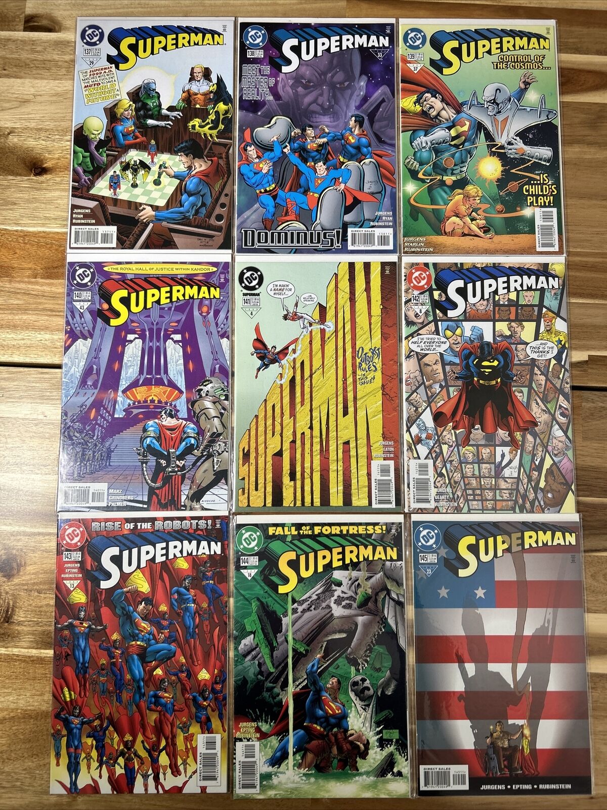 Superman Comics Lot 9 No. 137-145 VF/NM Bagged & Boarded Vintage Comic Book 1998