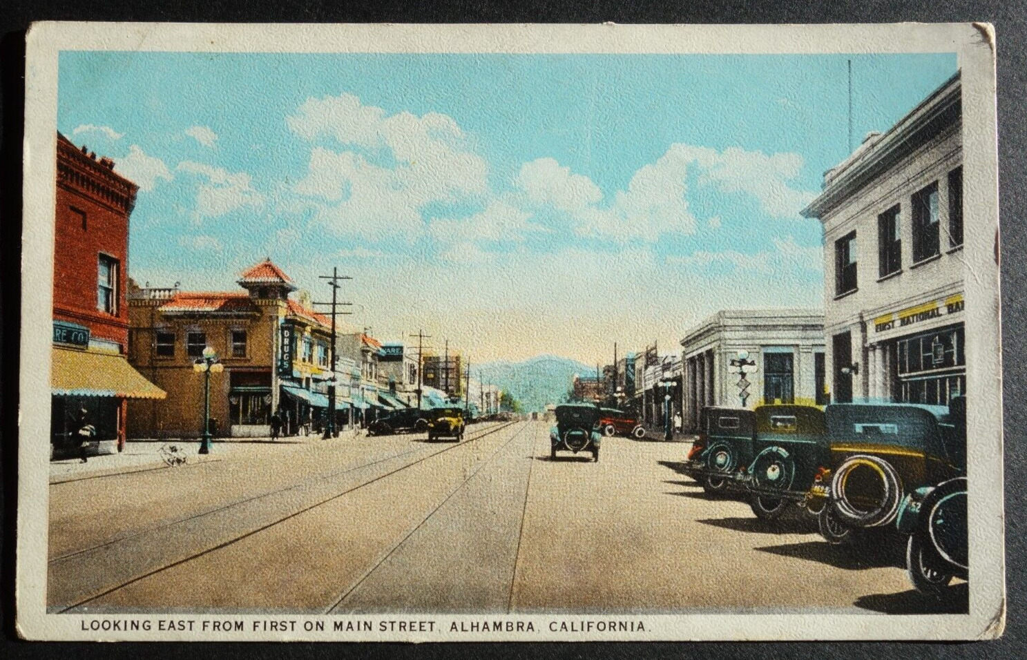 looking east from First on Main Street, Alhambra CA postcard