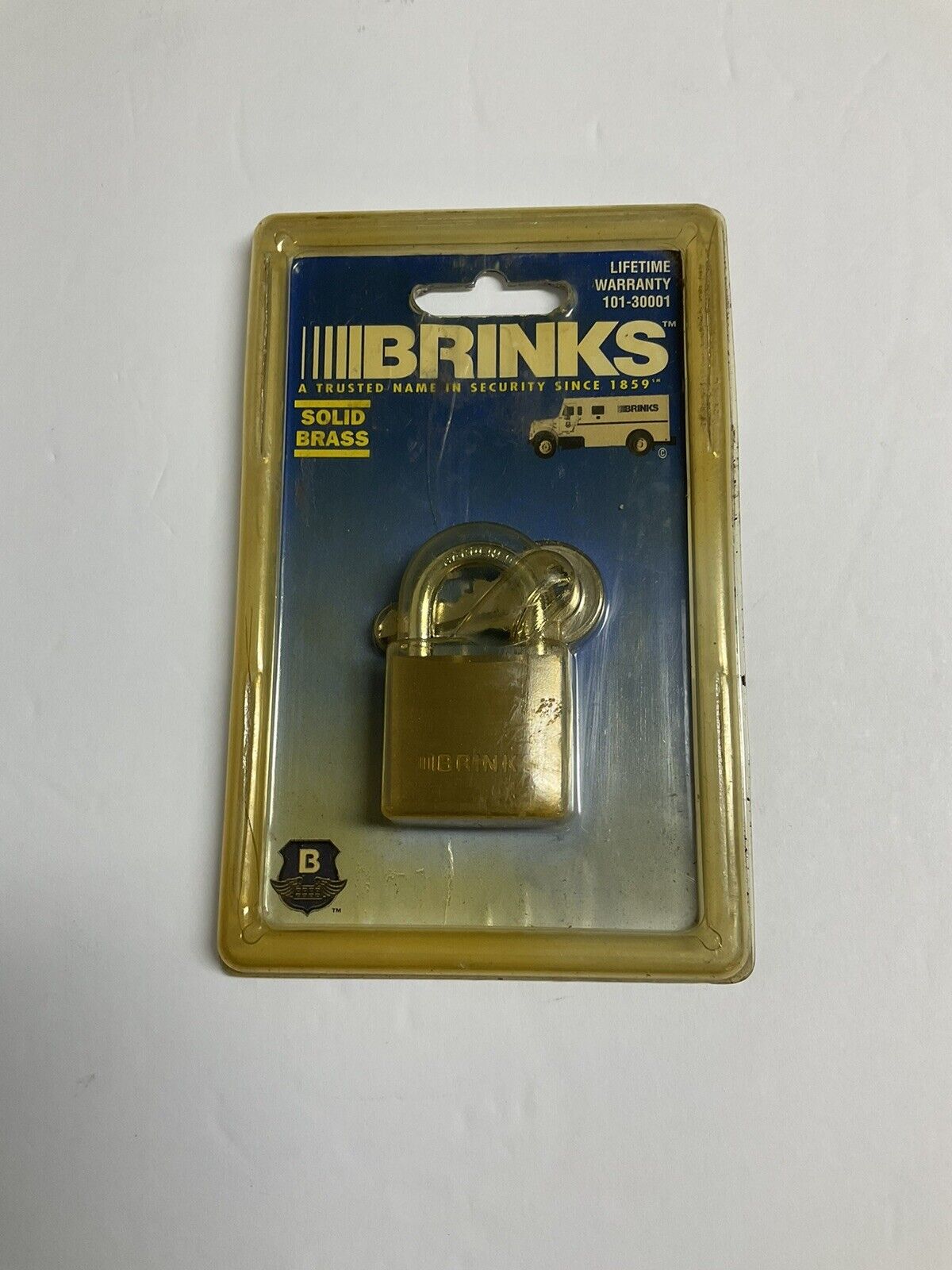 Vintage Solid Brass BRINKS Padlock With 2 Original Keys 1.25” NOS