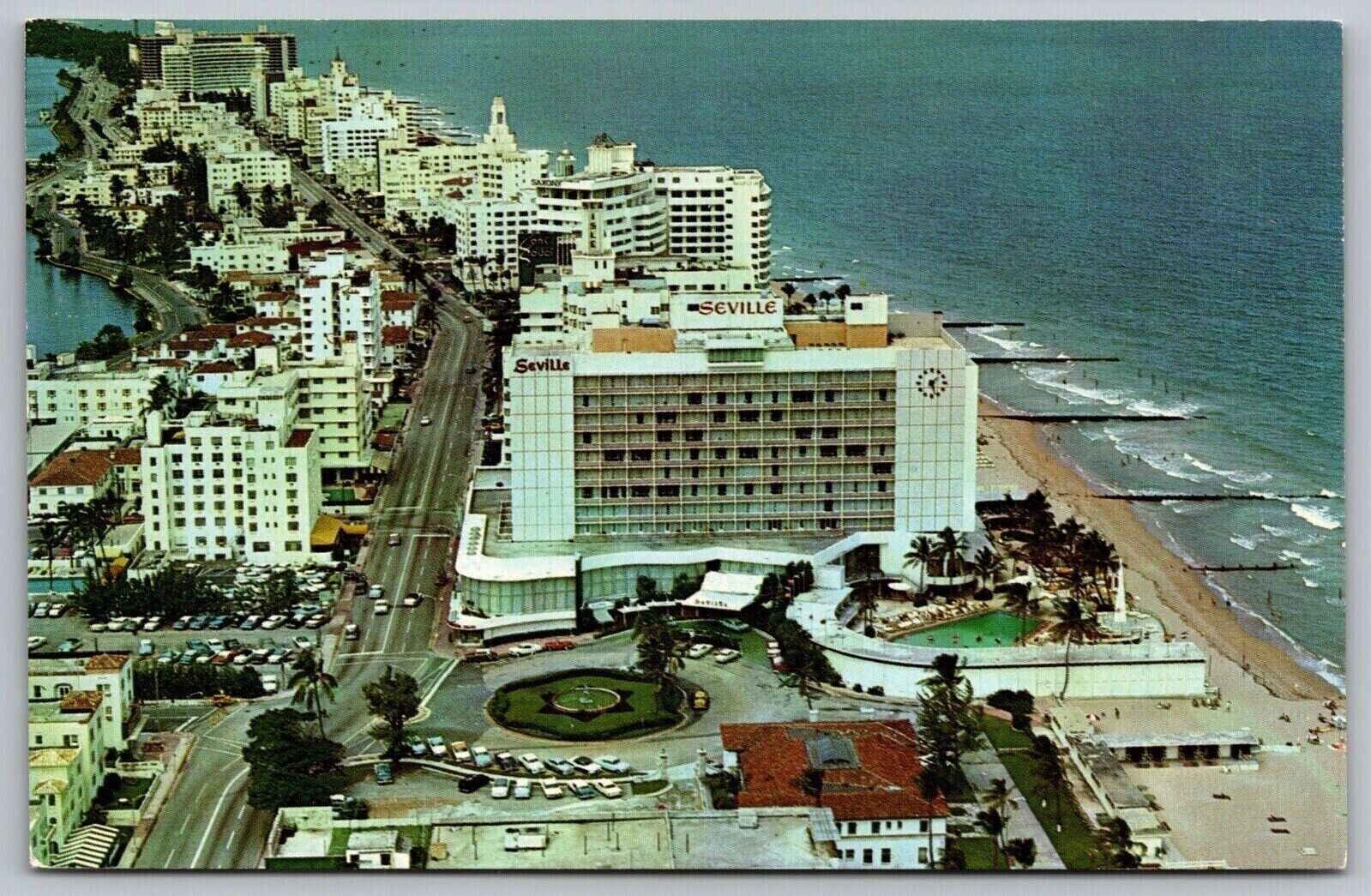 Seville Hotel Oceanfront Hotel Row Miami Beach Florida Aerial View VNG Postcard