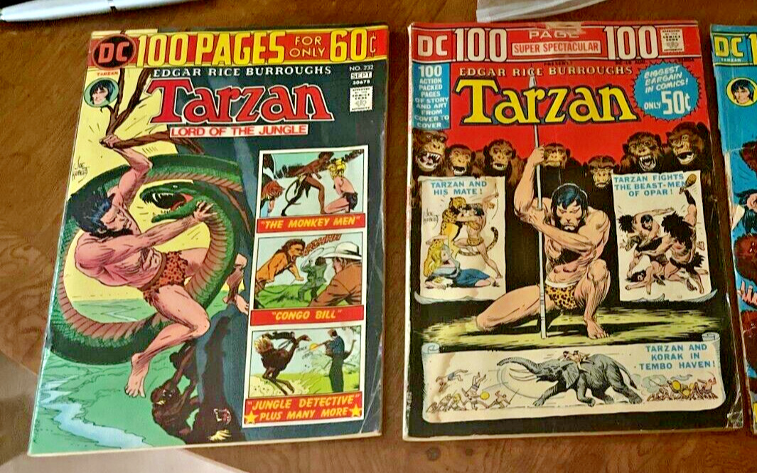 VINTAGE DC Comics-Tarzan Lord of The Jungle- 100 Pages Color lot of 2 UNGRADED
