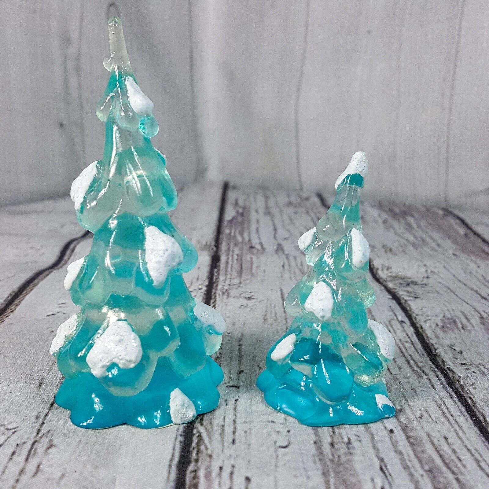 Dreamsicles Northern Lights Set 2 Snowy Blue Acrylic Trees Small & Medium 1999