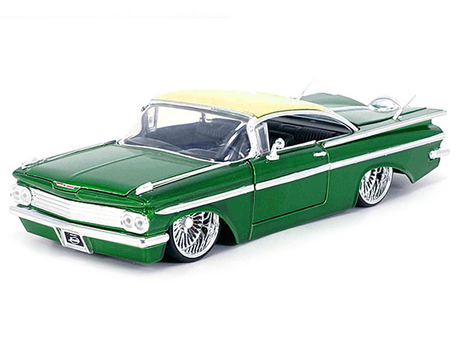 1959 Chevrolet Impala Lowrider Green Metallic with Cream Top and DUB Wire Wheels