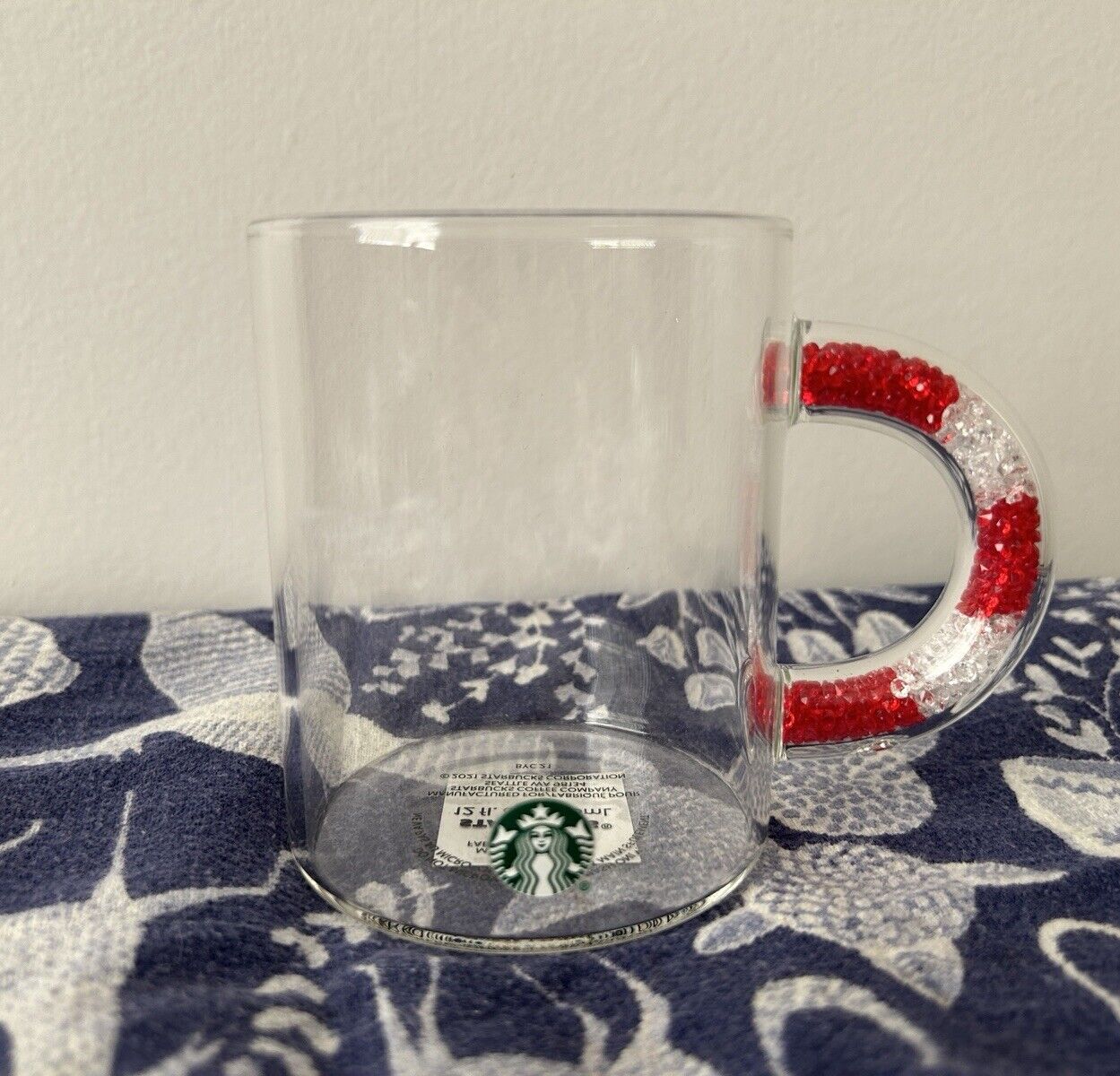 Starbucks 2021 Christmas Confetti Candy Cane Sparkle Beads Handle Cup Mug - NEW