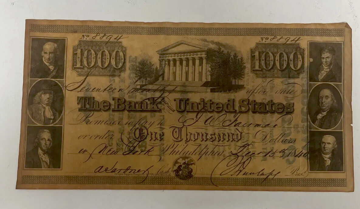 Vintage 1958 Replicate Of 1840 Bank Note Advertising promo For plaza west Coffee