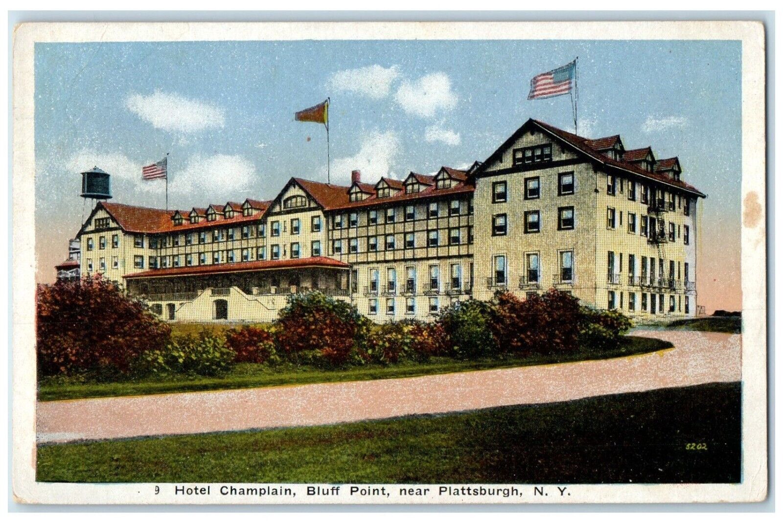 c1920 Hotel Champlain Bluff Point Plattsburgh New York Vintage Antique Postcard