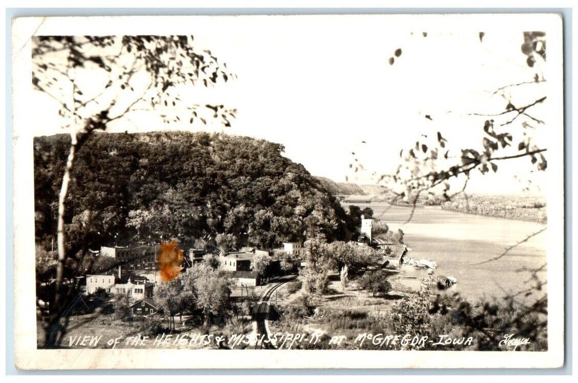 c1925 View Of The Heights & Mississippi River McGregor IA RPPC Photo Postcard