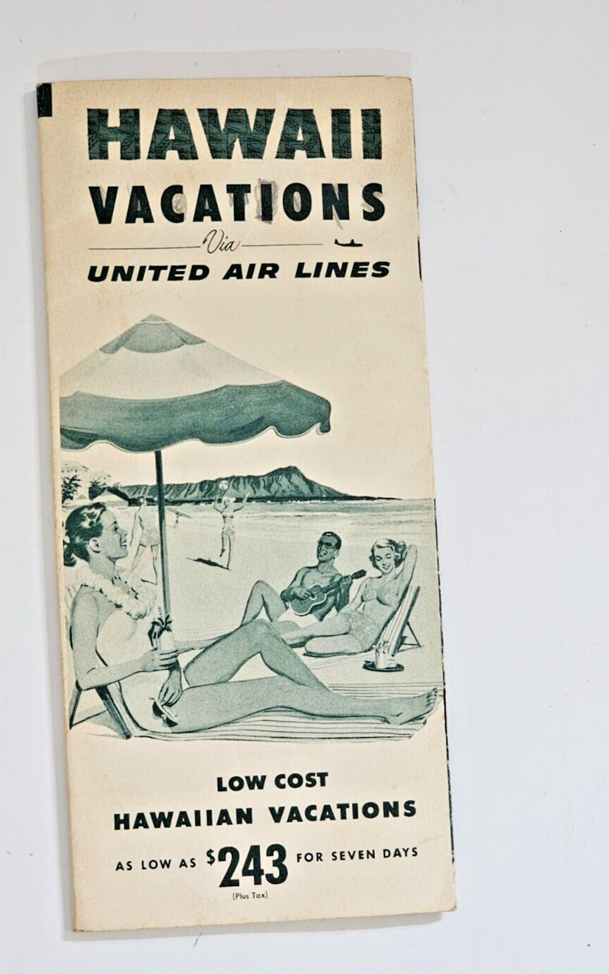 RARE VINTAGE JUNE 1953 UNITED AIRLINES HAWAII ECONOMY VACATIONS PAMPHLET