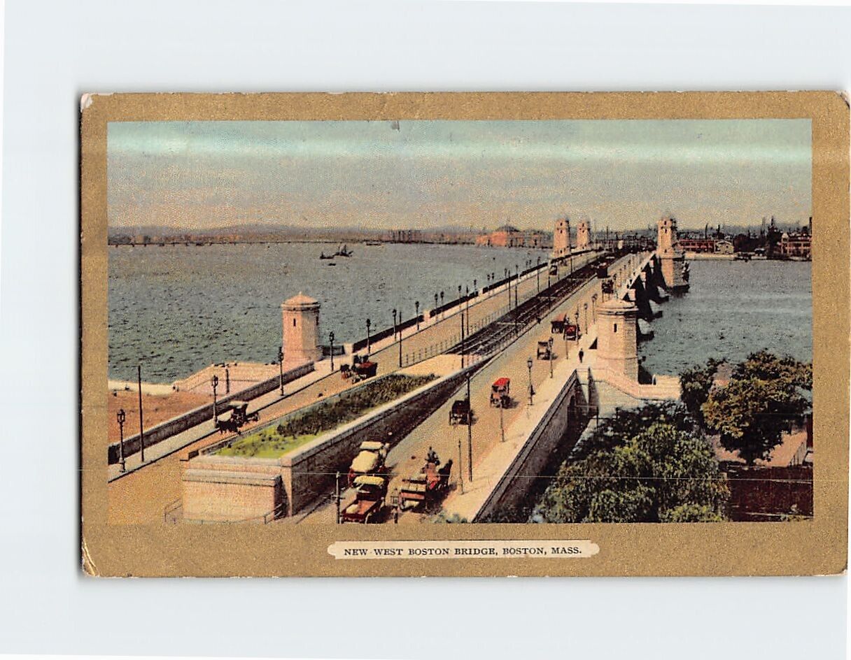 Postcard New West Boston Bridge Boston Massachusetts USA
