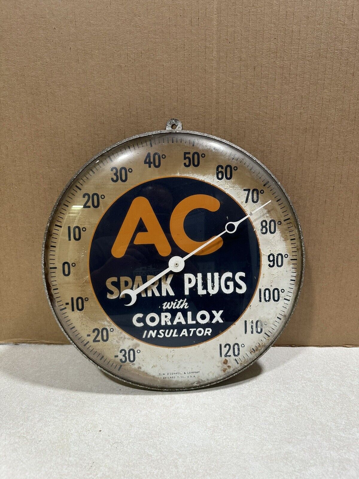 Vintage AC Spark Plugs Thermometer