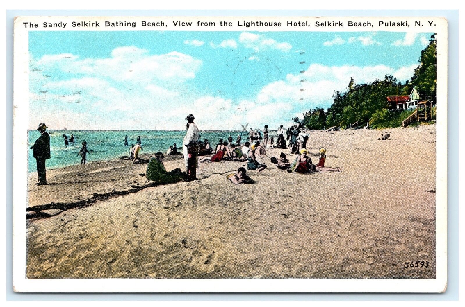 Sandy Selkirk Bathing Beach From Lighthouse Hotel Pulaski NY New York C4 