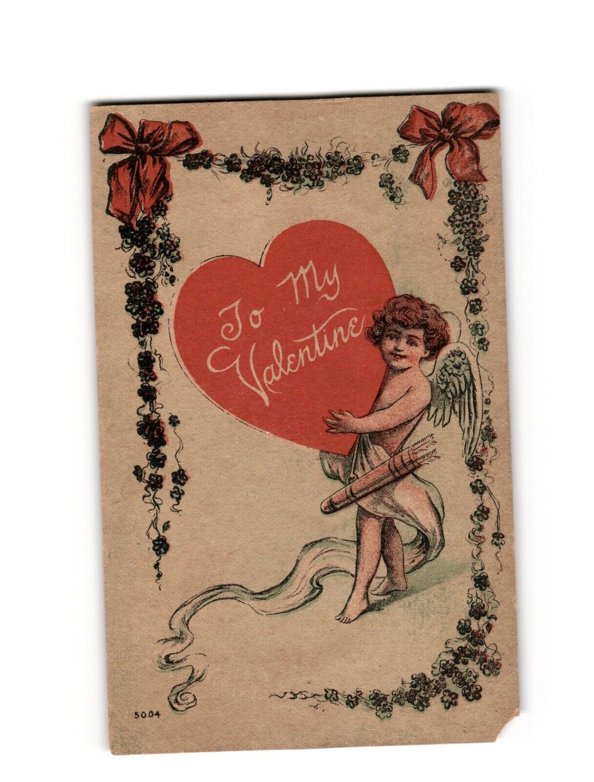 Collectible Valentine\'s Postcard with Cupid and Heart, Early 1900s
