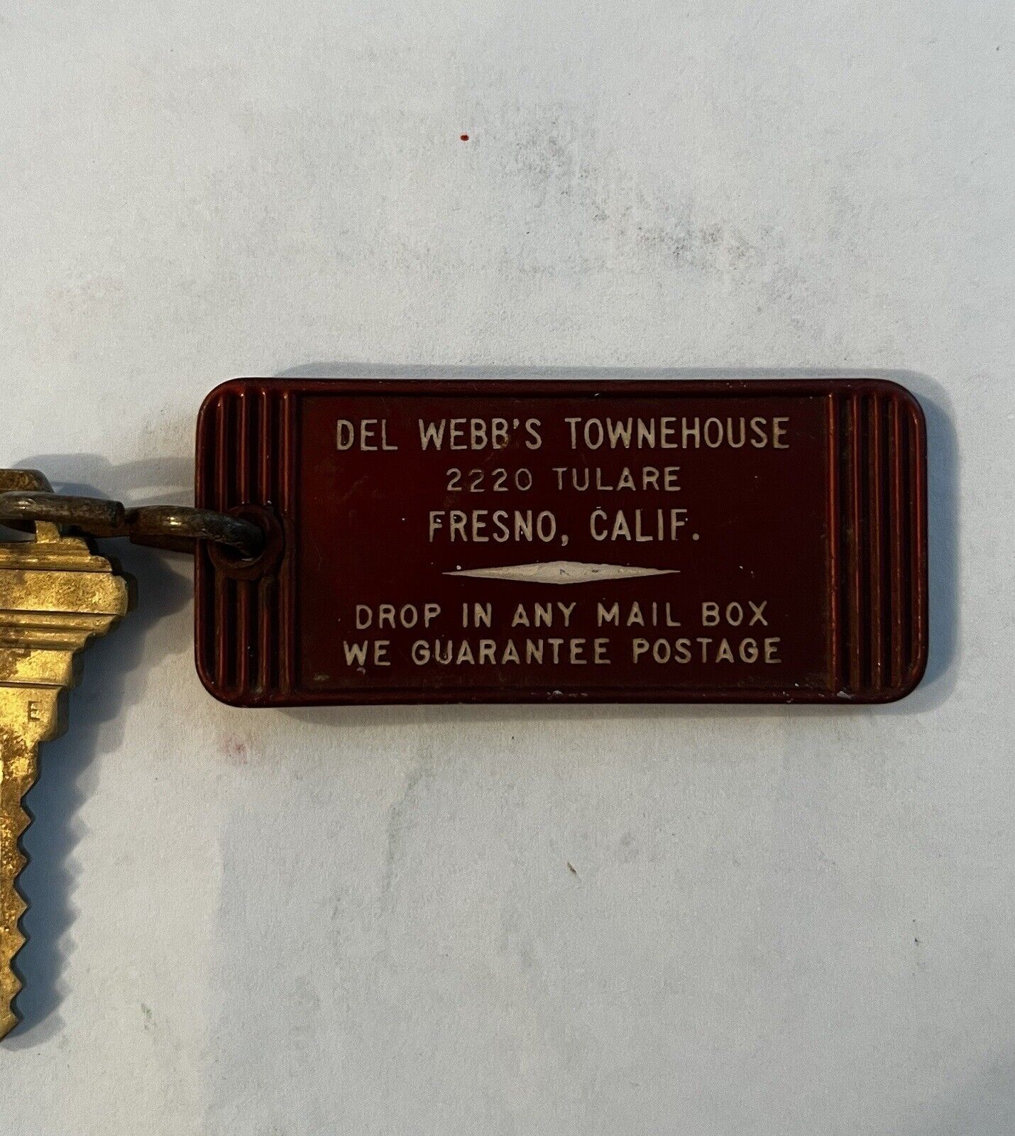 Vintage Del Webb’s Townehouse Fresno Calif. Fob & Room Key #1621 Very Nice Rare