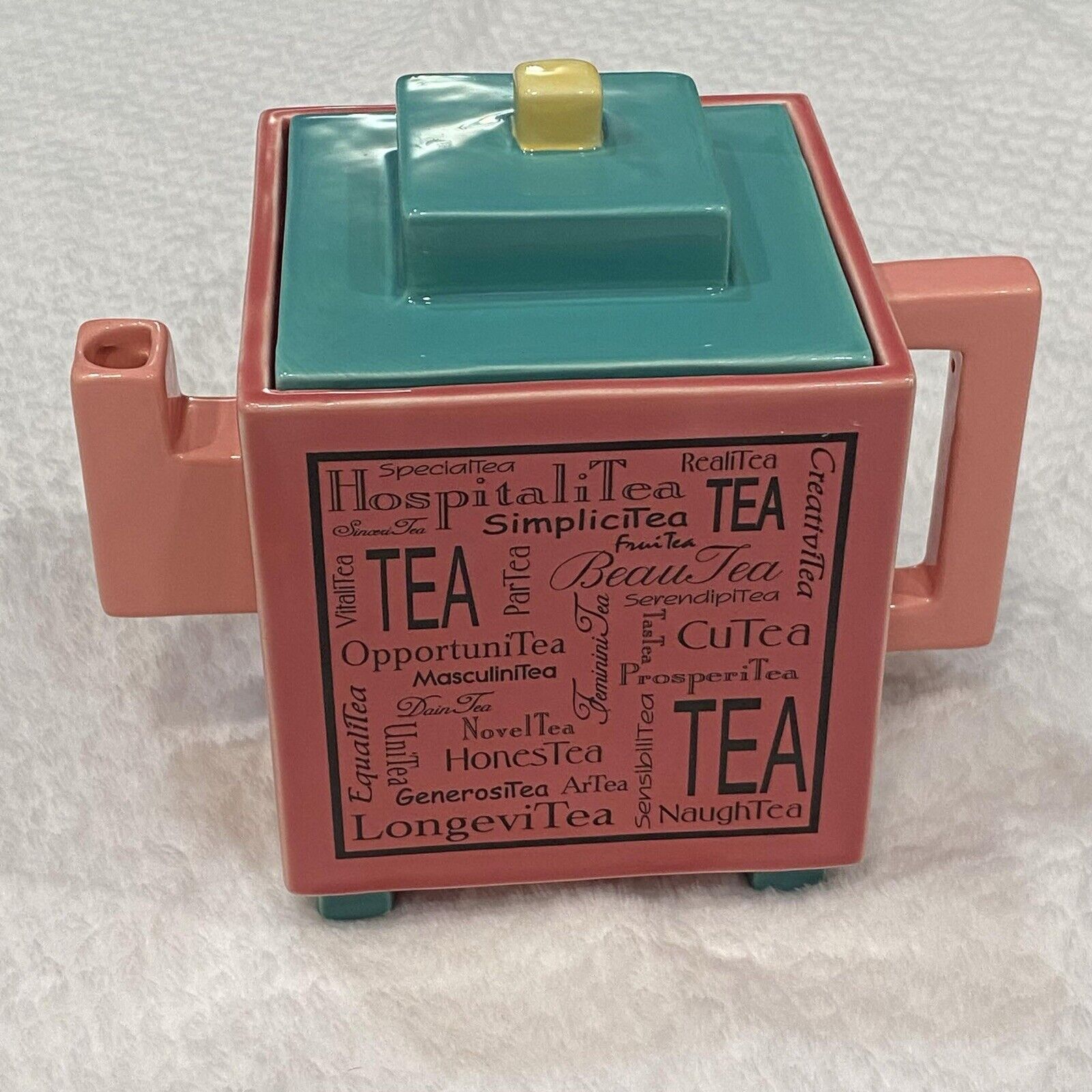 Tea 4 2 Cube Teapot Aileen Liou for Coyne\'s & Company 2003 Postmodern Colorful