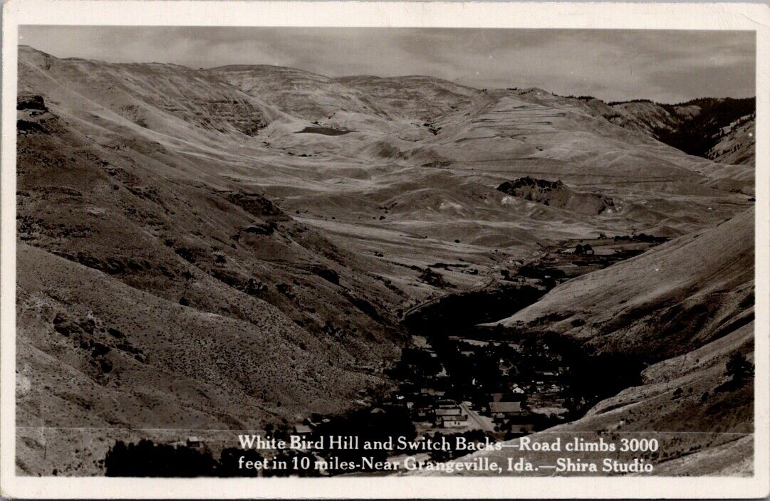 1948 White Bird Hill & Switch Backs, GRANGEVILLE, Idaho, Real Photo Postcard