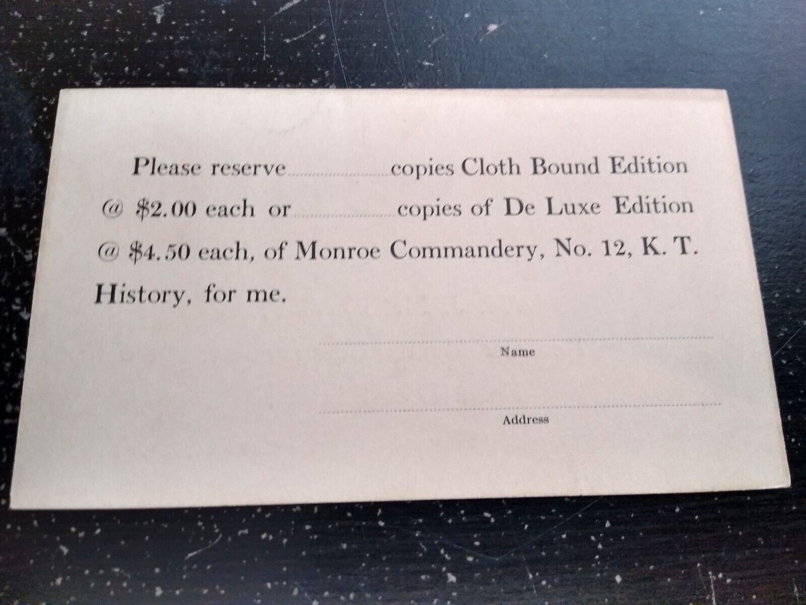 WM J McKelvey Recorder Monroe Commandery Rochester NY Advertising Postcard