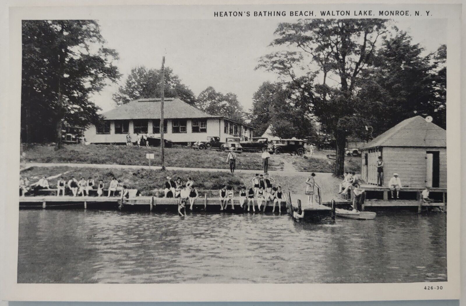 Vintage Postcard Heatons Beach Walton Lake New York Rogers Drug Store AA13