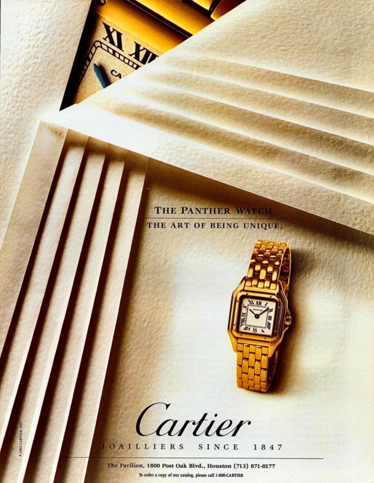 1994 CARTIER Panther Watch ~ The Art Of Being Unique ~ VINTAGE PRINT AD