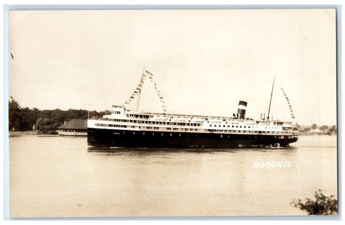 c1940's SS Nornoic Steamer Passenger Ship Boat View Canada RPPC Photo Postcard
