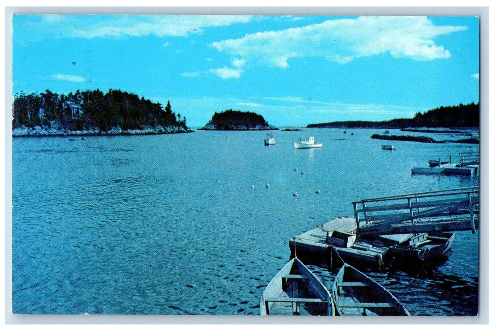 1960 Five Islands Maine View Of Hen Island And Mink Island From Wharf Postcard