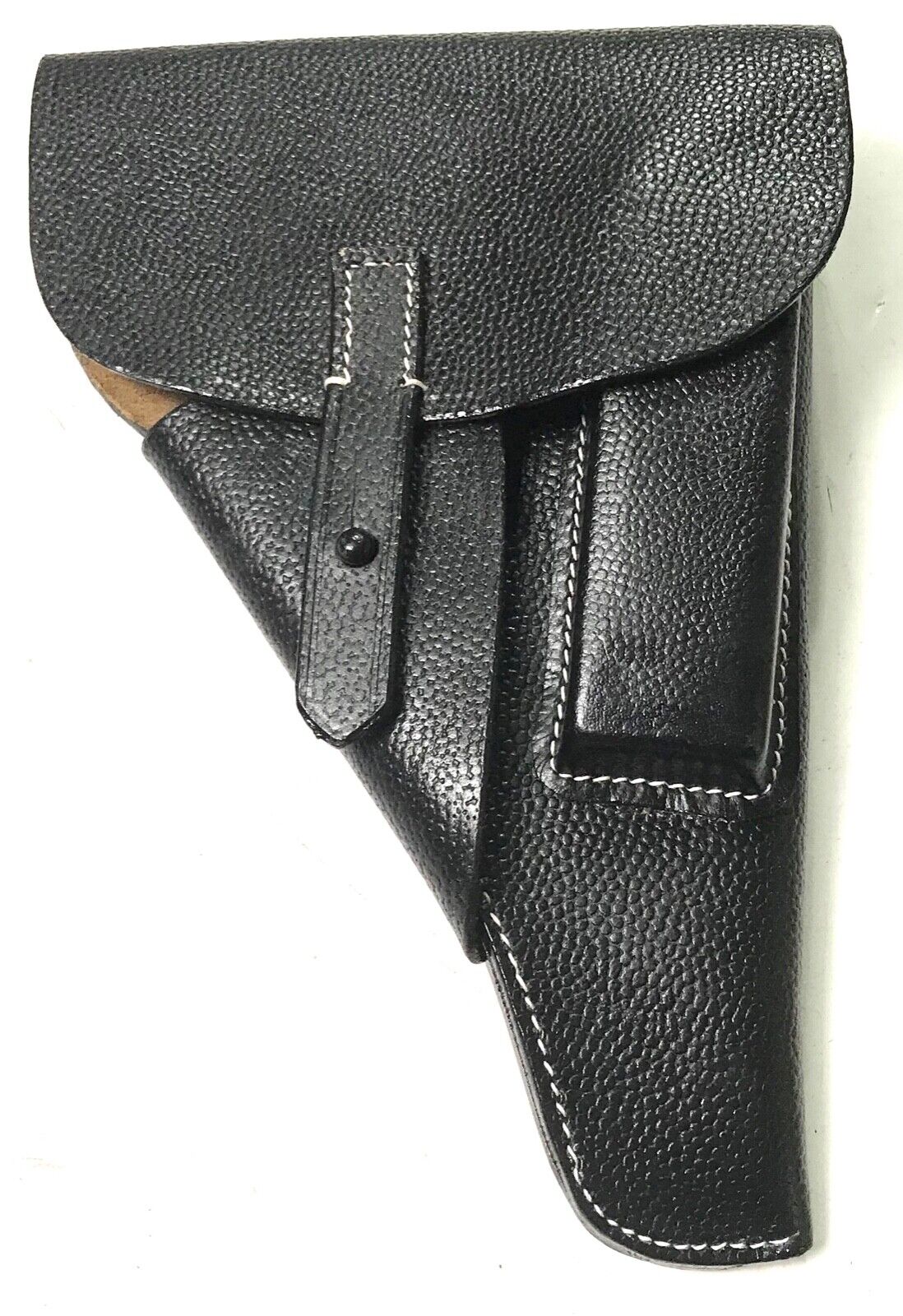  WWII GERMAN WALTHER P38 SHOFTSHELL PISTOL HOLSTER -BLACK PEBBLED LEATHER