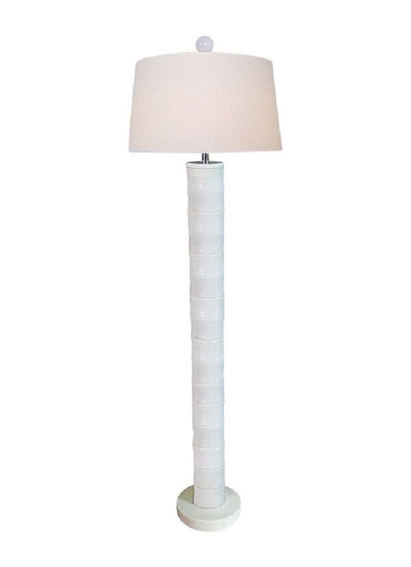 Beautiful White Jade Cylindrical Bamboo Style Floor Lamp 60\