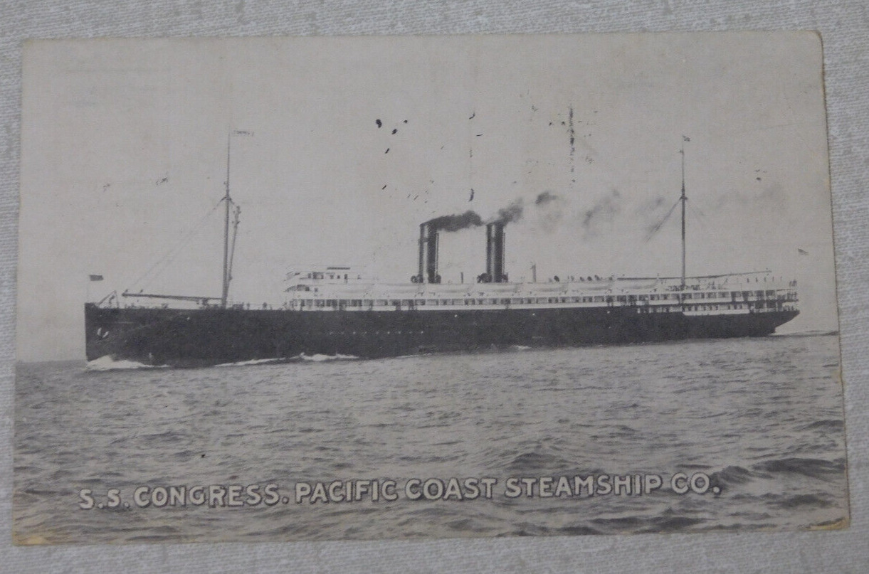 S.S. Congress Pacific Coast Steamship Company postcard