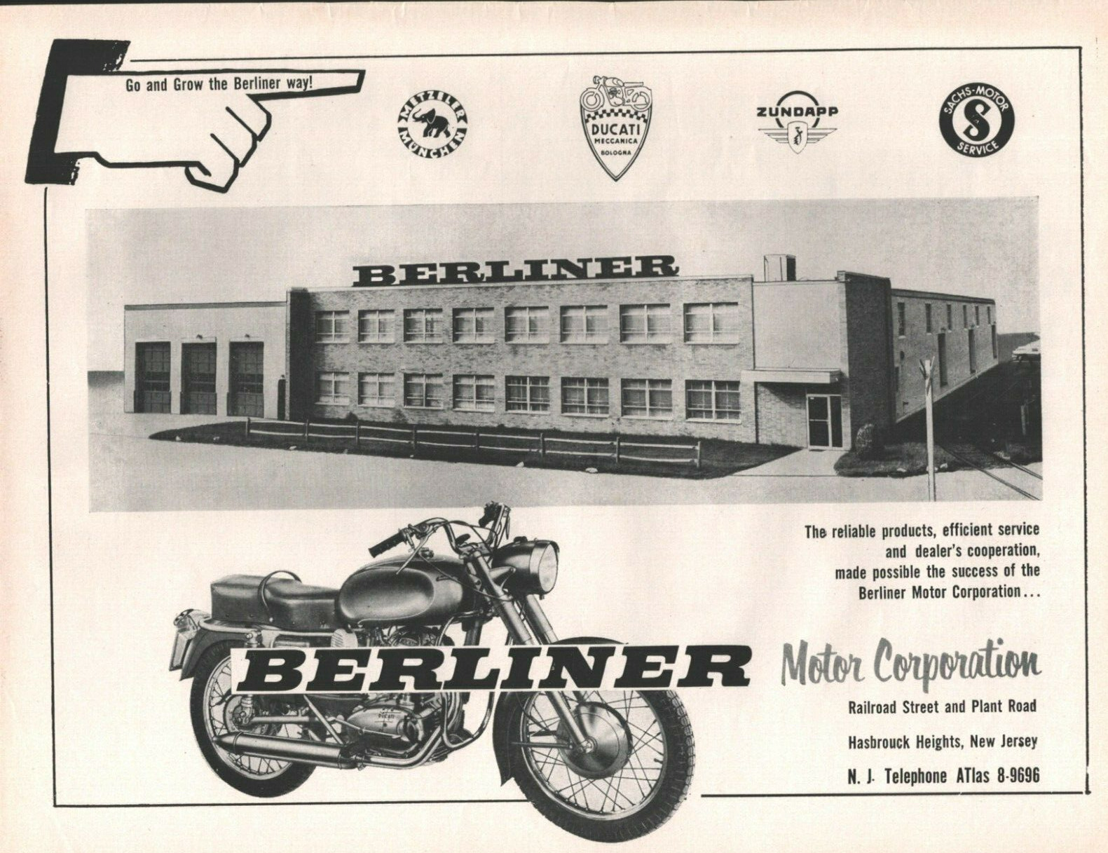 1959 Ducati Meccanica Zundapp Sachs Berliner Factory Hasbrouck Hts NJ Vintage Ad