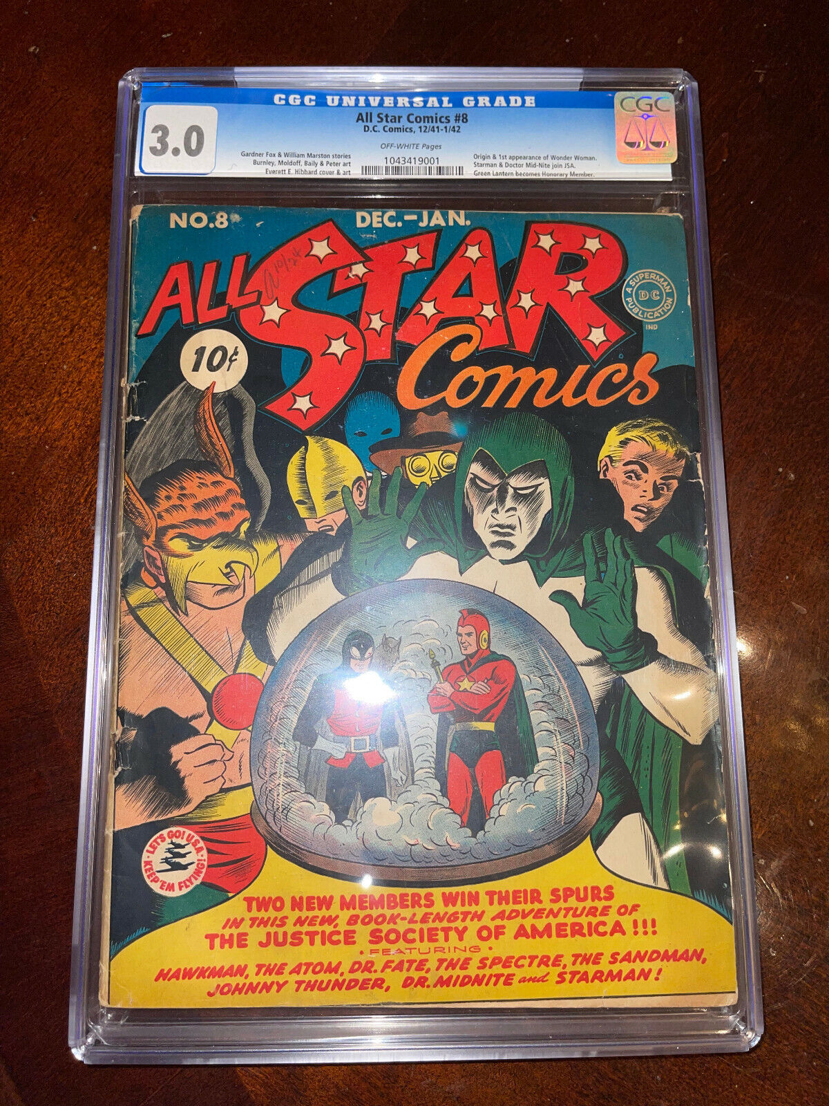 All Star Comics #8 CGC 3.0 DC 1941 1st Wonder Women Grail Unrestored cm