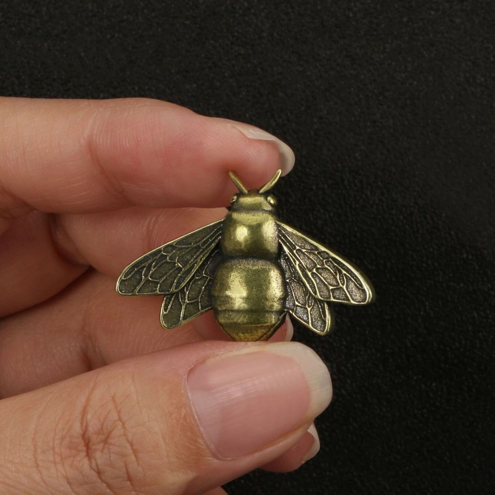 Vintage Style Solid Brass Pure Copper Mini Bee Insect Statue Sculpture