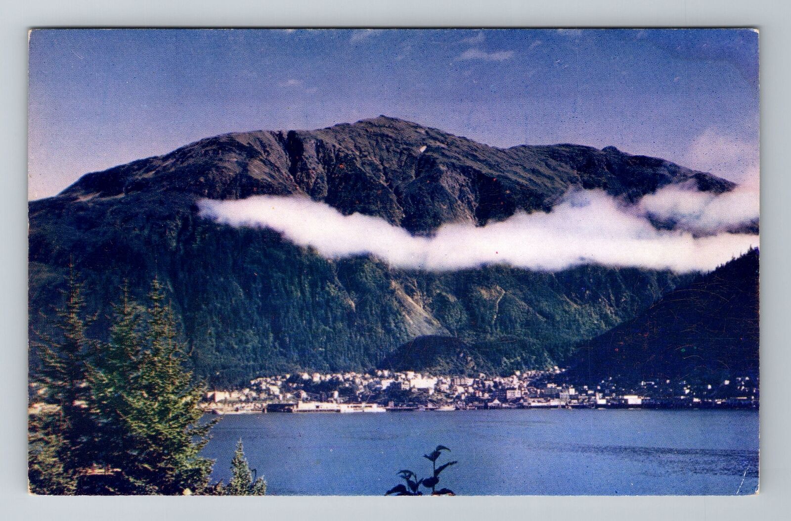 Juneau, AK-Alaska, View Of City And Mountain Antique, Vintage Souvenir Postcard