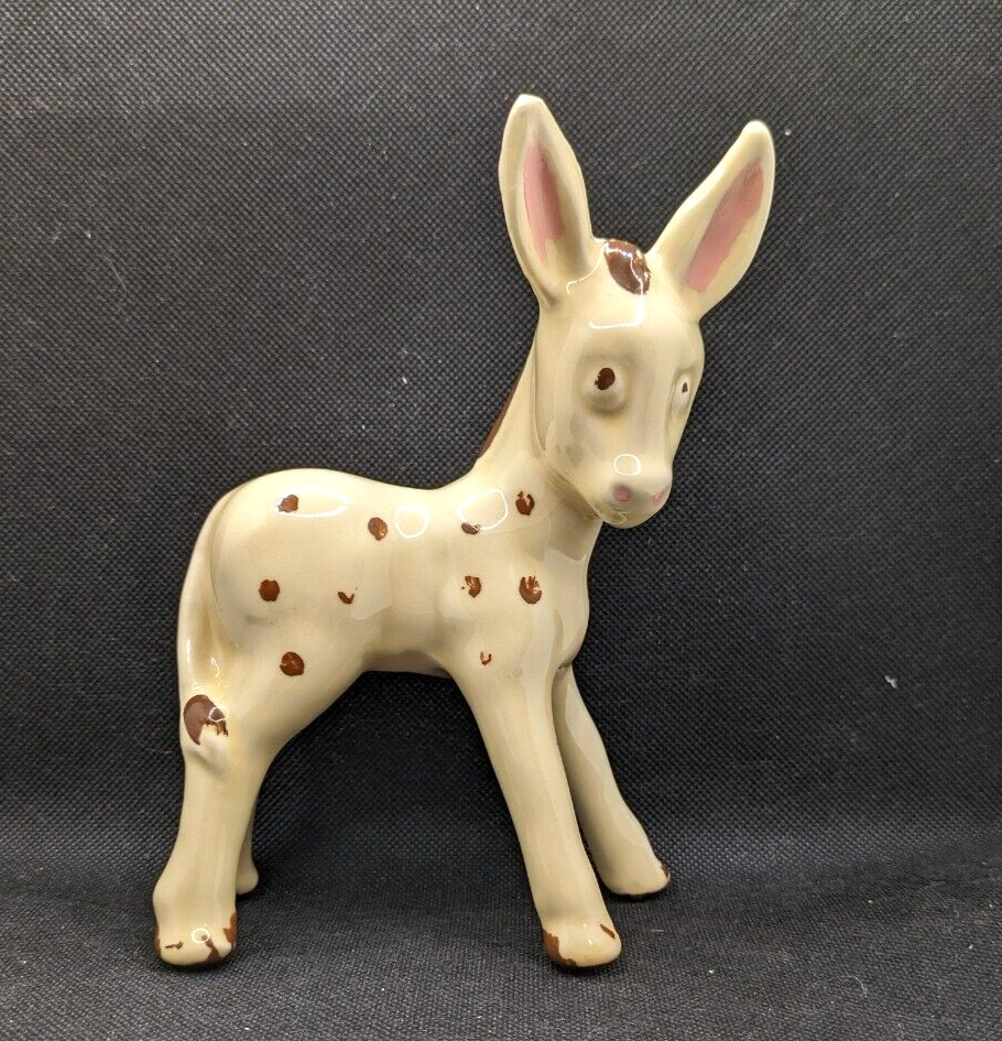 Vintage Shawnee Pottery 1940's Spotted Donkey Mule Figurine Super Cute Face
