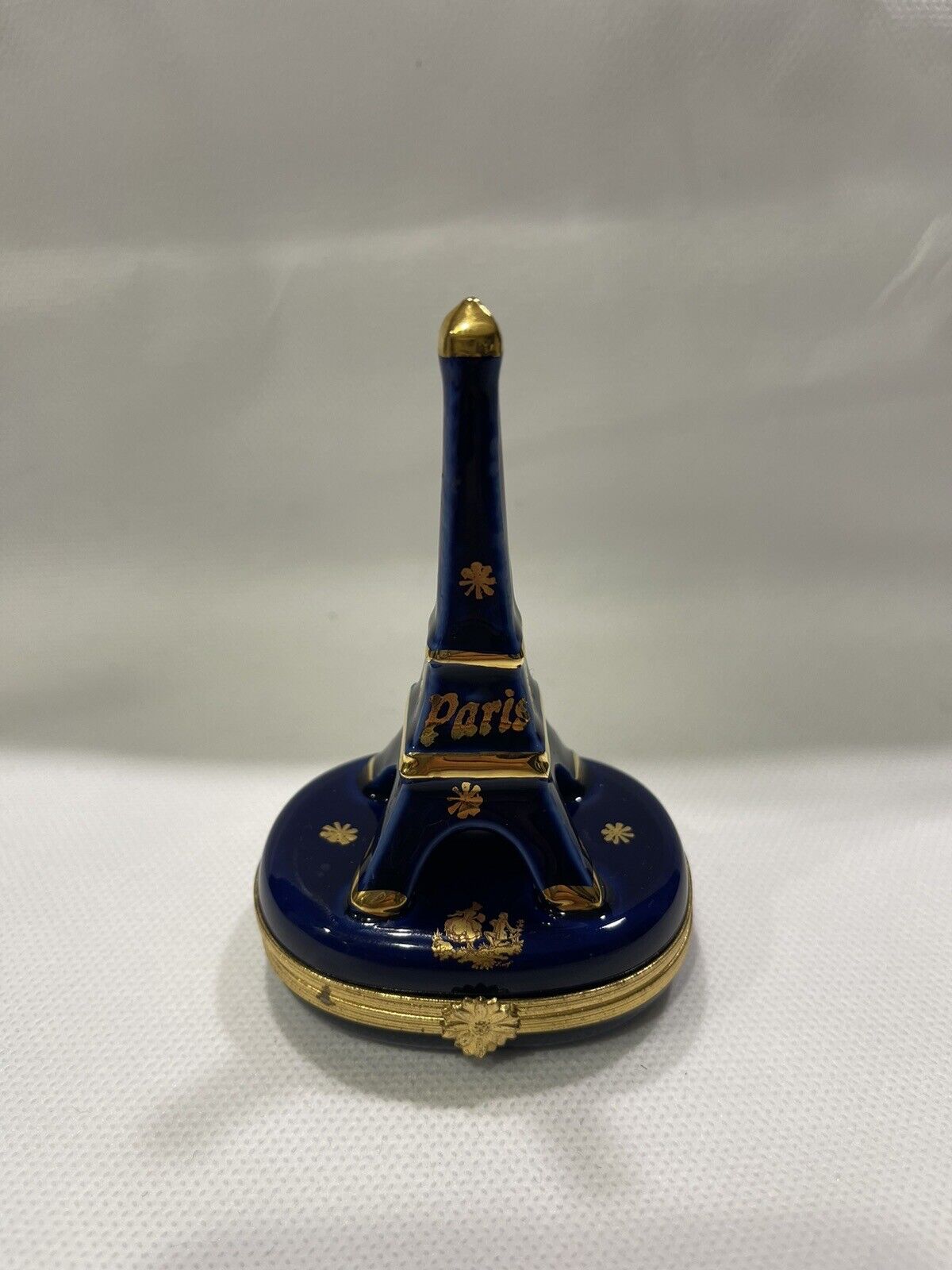 Limoges 22k Eiffel Tower Trinket Box Porcelain Vintage France