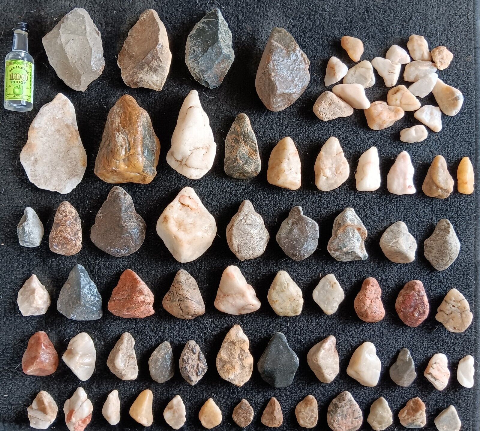ancient stone artifacts tools and points from Platte river in Colorado